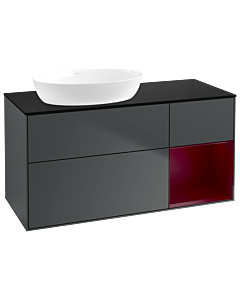 Villeroy und Boch Finion Villeroy und Boch GA52HBHG 120cm, plaque de recouvrement noire mate, Emotion, étagères Peony laqué mat, Midnight Blue Matt Lacquer