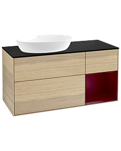Villeroy und Boch Finion Villeroy und Boch Finion GA52HBPC 120cm, cover plate black matt, Emotion, shelves Peony matt lacquer, Oak Veneer