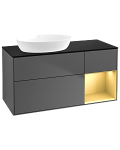 Villeroy und Boch Finion Waschtischunterschrank GA52HFGK 120cm, Abdeckplatte black matt, Emotion, Regale Gold matt lacquer, Anthracite matt