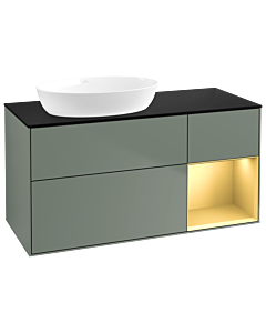 Villeroy und Boch Finion Waschtischunterschrank GA52HFGM 120cm, Abdeckplatte black matt, Emotion, Regale Gold matt lacquer, Olive Matt Lacquer