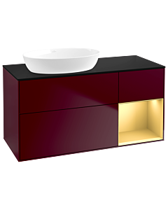 Villeroy und Boch Finion Waschtischunterschrank GA52HFHB 120cm, Abdeckplatte black matt, Emotion, Regale Gold matt lacquer, Peony Matt
