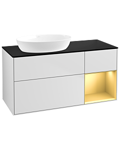 Villeroy und Boch Finion Villeroy und Boch Finion GA52HFMT 120cm, cover plate black matt, Emotion, shelves gold matt lacquer, white matt lacquer