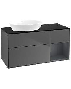 Villeroy und Boch Finion Waschtischunterschrank GA52HGGK 120cm, Abdeckplatte black matt, Emotion, Regale Midnight matt lacquer, Anthracite matt
