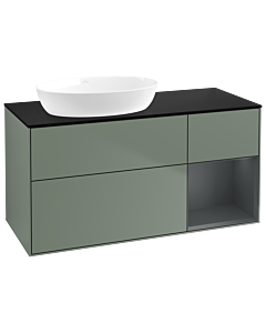 Villeroy und Boch Finion Waschtischunterschrank GA52HGGM 120cm, Abdeckplatte black matt, Emotion, Regale Midnight matt lacquer, Olive Matt Lacquer