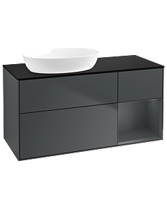 Villeroy und Boch Finion Waschtischunterschrank GA52HGHG 120cm, Abdeckplatte black matt, Emotion, Regale Midnight matt lacquer, Midnight Blue Matt Lacquer