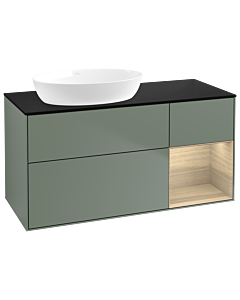 Villeroy und Boch Finion Villeroy und Boch GA52PCGM 120cm, plaque de recouvrement noir mat, emotion, étagères Oak Veneer , Olive Matt Lacquer