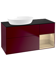 Villeroy und Boch Finion Villeroy und Boch GA52PCHB 120cm, plaque de recouvrement noir mat, emotion, étagères Oak Veneer , Peony Matt