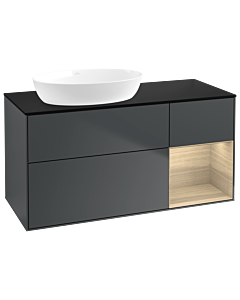 Villeroy und Boch Finion Villeroy und Boch GA52PCHG 120cm, plaque de recouvrement noir mat, Emotion, étagères Oak Veneer , Midnight Blue Matt Lacquer