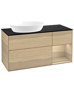 Villeroy und Boch Finion Waschtischunterschrank GA52PCPC 120cm, Abdeckplatte black matt, Emotion, Regale Oak Veneer, Oak Veneer