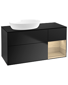 Villeroy und Boch Finion Waschtischunterschrank GA52PCPD 120cm, Abdeckplatte black matt, Emotion, Regale Oak Veneer, Black matt lacquer
