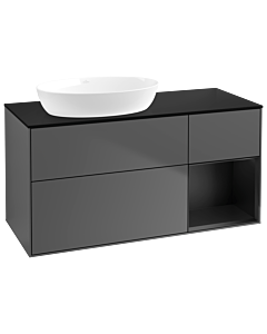 Villeroy und Boch Finion Waschtischunterschrank GA52PDGK 120cm, Abdeckplatte black matt, Emotion, Regale Black matt lacquer, Anthracite matt