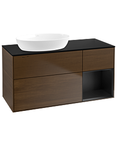 Villeroy und Boch Finion Villeroy und Boch Finion GA52PDGN 120cm, cover plate black matt, Emotion, shelves black matt lacquer, walnut veneer