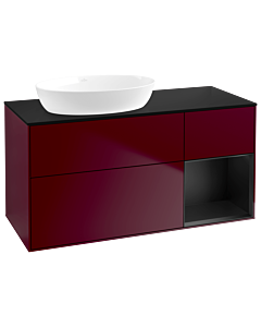 Villeroy und Boch Finion Villeroy und Boch GA52PDHB 120cm, plaque de recouvrement noire mate, Emotion, étagères Peony Matt noir mat, Peony Matt