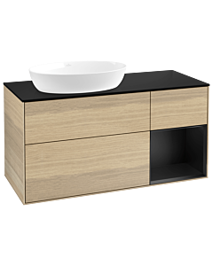 Villeroy und Boch Finion Villeroy und Boch Finion GA52PDPC 120cm, cover plate black matt, Emotion, shelves black matt lacquer, Oak Veneer