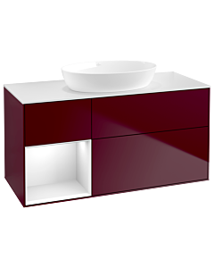 Villeroy und Boch Finion Waschtischunterschrank GA61GFHB 120cm, Abdeckplatte white matt, Emotion, Regale Glossy white lacquer, Peony Matt