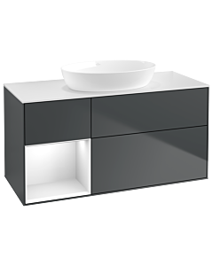 Villeroy und Boch Finion Waschtischunterschrank GA61GFHG 120cm, Abdeckplatte white matt, Emotion, Regale Glossy white lacquer, Midnight Blue Matt Lacquer