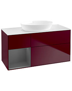 Villeroy und Boch Finion Waschtischunterschrank GA61GKHB 120cm, Abdeckplatte white matt, Emotion, Regale Anthracite matt lacquer, Peony Matt