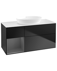 Villeroy und Boch Finion Waschtischunterschrank GA61GKPD 120cm, Abdeckplatte white matt, Emotion, Regale Anthracite matt lacquer, Black matt lacquer