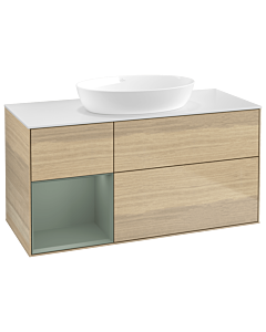 Villeroy und Boch Finion Villeroy und Boch Finion GA61GMPC 120cm, cover plate white matt, Emotion, shelves olive matt lacquer, Oak Veneer