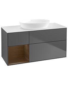 Villeroy und Boch Finion Villeroy und Boch Finion GA61GNGK 120cm, cover plate white matt, Emotion, shelves Walnut Veneer , anthracite matt