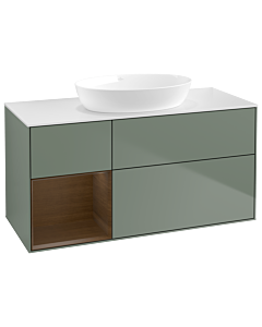 Villeroy und Boch Finion Villeroy und Boch Finion GA61GNGM 120cm, cover plate white matt, Emotion, shelves Walnut Veneer , Olive Matt Lacquer