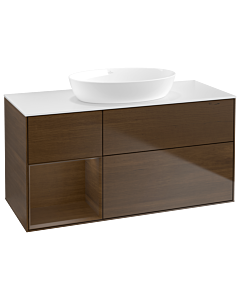 Villeroy und Boch Finion GA61GNGN 120cm, plaque de recouvrement blanc mat, emotion, étagères Walnut Veneer , placage Walnut Veneer