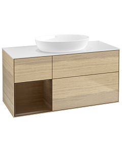 Villeroy und Boch Finion Waschtischunterschrank GA61GNPC 120cm, Abdeckplatte white matt, Emotion, Regale Walnut Veneer, Oak Veneer