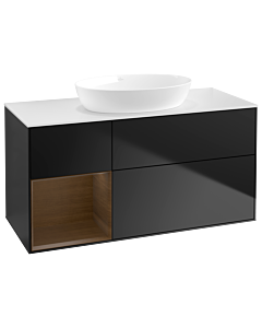 Villeroy und Boch Finion Villeroy und Boch Finion GA61GNPD 120cm, cover plate white matt, Emotion, shelves Walnut Veneer , black matt lacquer
