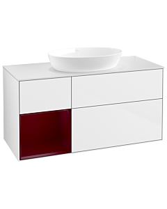 Villeroy und Boch Finion Waschtischunterschrank GA61HBGF 120cm, Abdeckplatte white matt, Emotion, Regale Peony matt lacquer, Glossy white lacquer