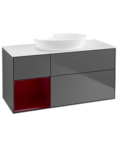 Villeroy und Boch Finion Waschtischunterschrank GA61HBGK 120cm, Abdeckplatte white matt, Emotion, Regale Peony matt lacquer, Anthracite matt