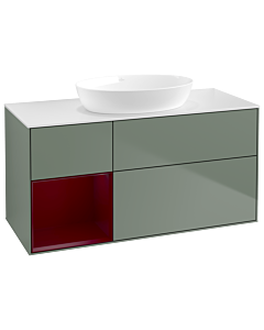 Villeroy und Boch Finion Waschtischunterschrank GA61HBGM 120cm, Abdeckplatte white matt, Emotion, Regale Peony matt lacquer, Olive Matt Lacquer