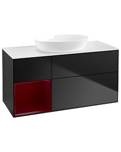 Villeroy und Boch Finion Villeroy und Boch Finion GA61HBPD 120cm, cover plate white matt, Emotion, shelves Peony matt lacquer, black matt lacquer