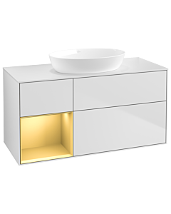 Villeroy und Boch Finion Villeroy und Boch Finion GA61HFMT 120cm, cover plate white matt, Emotion, shelves gold matt lacquer, white matt lacquer