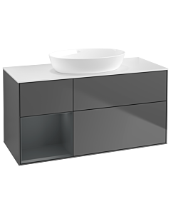 Villeroy und Boch Finion Waschtischunterschrank GA61HGGK 120cm, Abdeckplatte white matt, Emotion, Regale Midnight matt lacquer, Anthracite matt