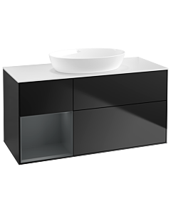 Villeroy und Boch Finion Villeroy und Boch Finion GA61HGPD 120cm, cover plate white matt, Emotion, shelves midnight matt lacquer, black matt lacquer