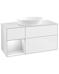 Villeroy und Boch Finion Villeroy und Boch Finion GA61MTGF 120cm, cover plate white matt, Emotion, shelves white matt lacquer, glossy white lacquer