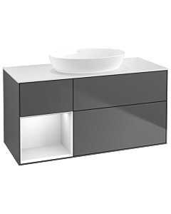 Villeroy und Boch Finion Villeroy und Boch Finion GA61MTGK 120cm, cover plate white matt, Emotion, shelves white matt lacquer, anthracite matt