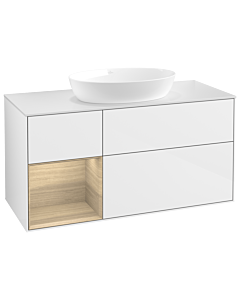 Villeroy und Boch Finion Villeroy und Boch Finion GA61PCGF 120cm, cover plate white matt, Emotion, shelves Oak Veneer , glossy white lacquer