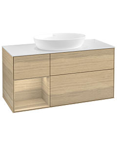 Villeroy und Boch Finion Waschtischunterschrank GA61PCPC 120cm, Abdeckplatte white matt, Emotion, Regale Oak Veneer, Oak Veneer