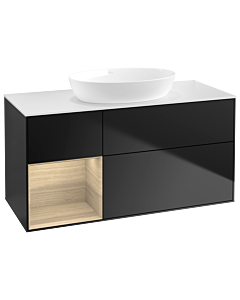 Villeroy und Boch Finion Villeroy und Boch Finion GA61PCPD 120cm, cover plate white matt, Emotion, shelves Oak Veneer , black matt lacquer