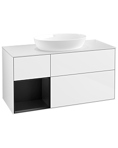 Villeroy und Boch Finion Villeroy und Boch Finion GA61PDGF 120cm, cover plate white matt, Emotion, shelves black matt lacquer, glossy white lacquer