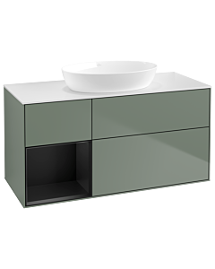 Villeroy und Boch Finion Villeroy und Boch Finion GA61PDGM 120cm, cover plate white matt, Emotion, shelves black matt lacquer, Olive Matt Lacquer