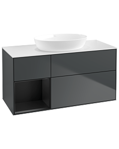 Villeroy und Boch Finion Waschtischunterschrank GA61PDHG 120cm, Abdeckplatte white matt, Emotion, Regale Black matt lacquer, Midnight Blue Matt Lacquer