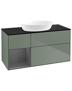Villeroy und Boch Finion Villeroy und Boch Finion GA62GKGM 120cm, cover plate black matt, Emotion, shelves anthracite matt lacquer, Olive Matt Lacquer