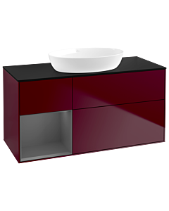 Villeroy und Boch Finion Waschtischunterschrank GA62GKHB 120cm, Abdeckplatte black matt, Emotion, Regale Anthracite matt lacquer, Peony Matt