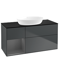 Villeroy und Boch Finion Villeroy und Boch GA62GKHG 120cm, plaque de recouvrement noire mate, Emotion, étagères Blue Matt Lacquer anthracite mat, Midnight Blue Matt Lacquer