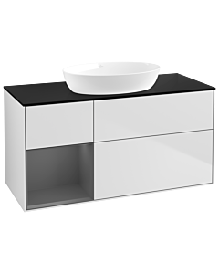 Villeroy und Boch Finion Villeroy und Boch Finion GA62GKMT 120cm, cover plate black matt, Emotion, shelves anthracite matt lacquer, white matt lacquer