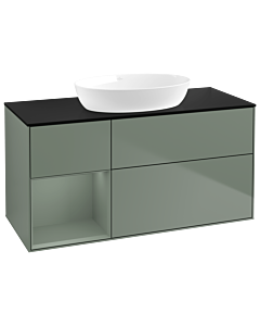 Villeroy und Boch Finion Villeroy und Boch Finion GA62GMGM 120cm, cover plate black matt, Emotion, shelves olive matt lacquer, Olive Matt Lacquer