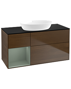 Villeroy und Boch Finion Villeroy und Boch Finion GA62GMGN 120cm, cover plate black matt, Emotion, shelves olive matt lacquer, walnut veneer