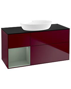 Villeroy und Boch Finion Villeroy und Boch Finion GA62GMHB 120cm, cover plate black matt, Emotion, shelves olive matt lacquer, Peony Matt